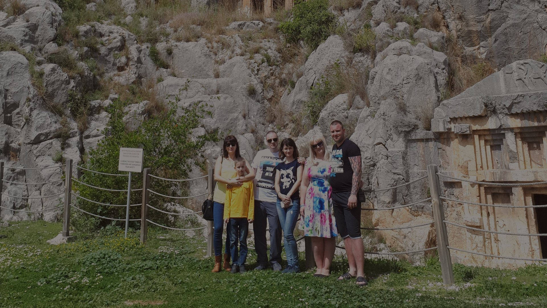 Our guests in front of the Lycian rock tombs at Myra, Demre